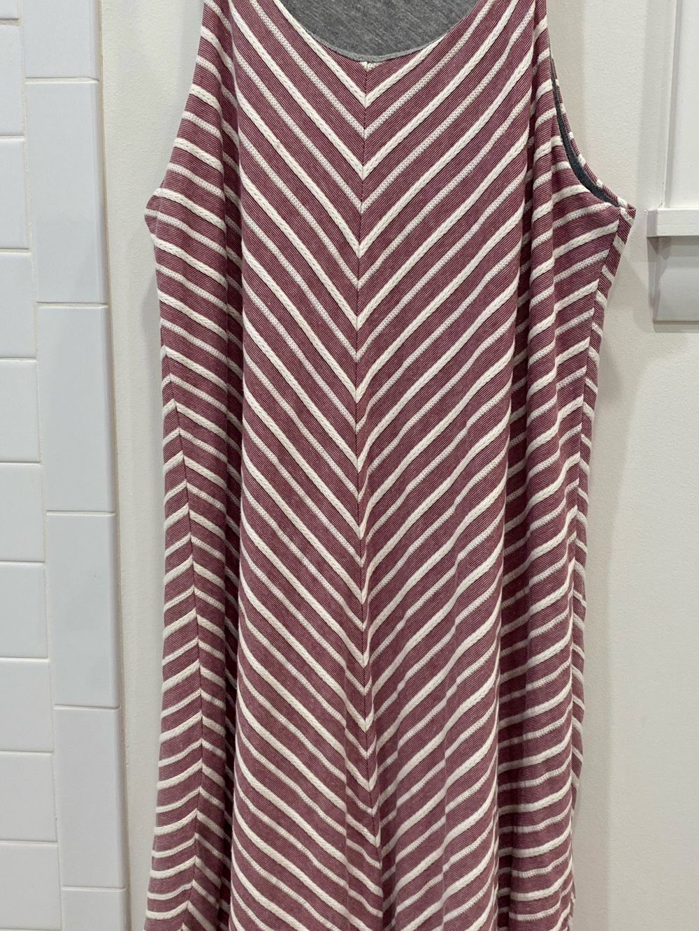 Prana Yoga Dress Size L. Red white candy stripe reversible Heather Gray.